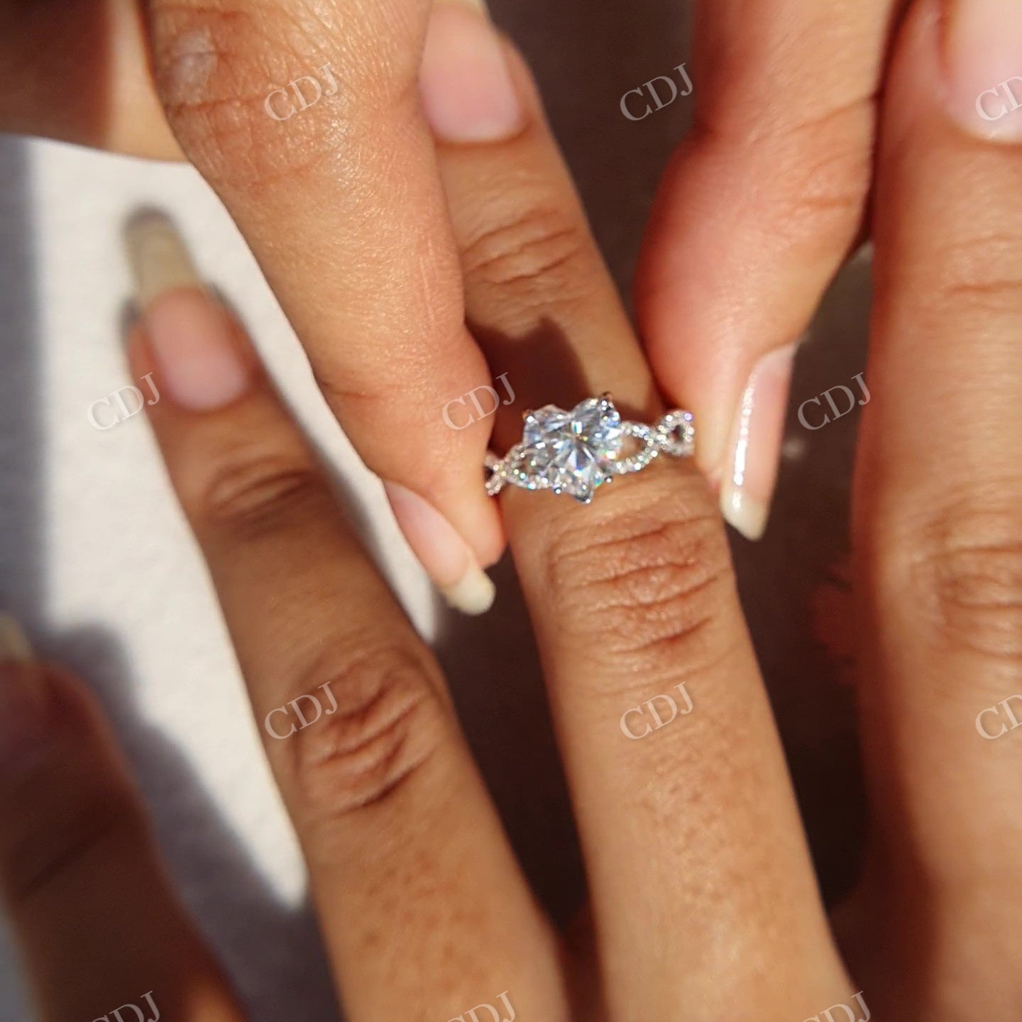 Twisted Band Heart Cut Moissanite Engagement Ring customdiamjewel