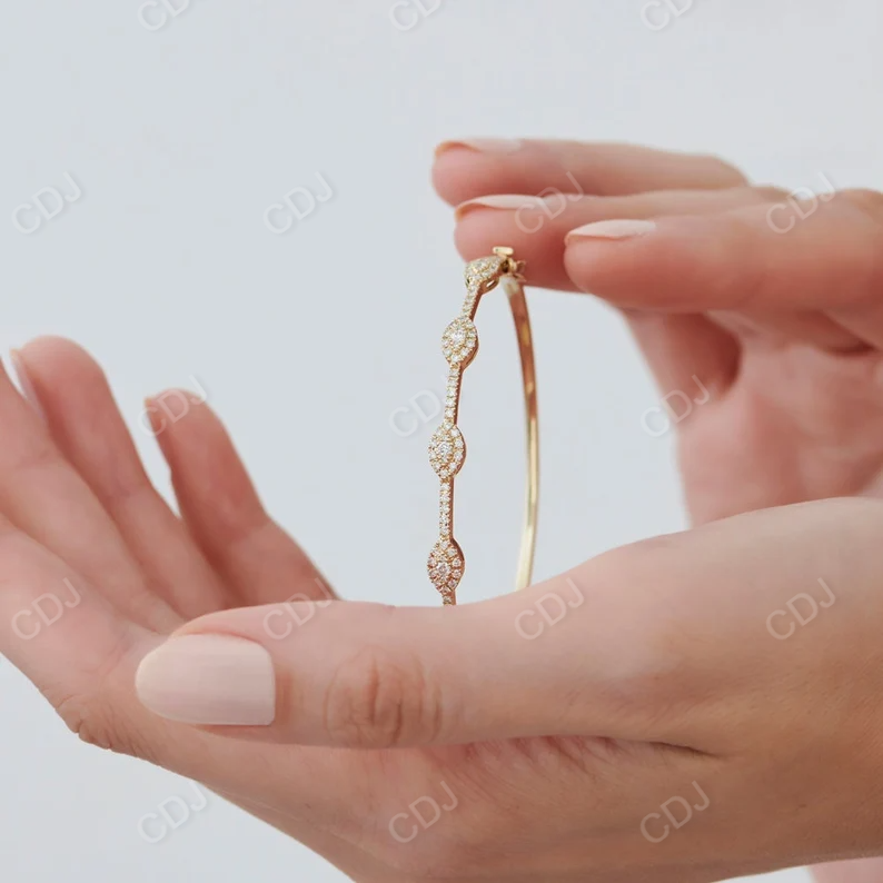 14k Gold Round Shape Natural Diamond Bangle Bracelet customdiamjewel