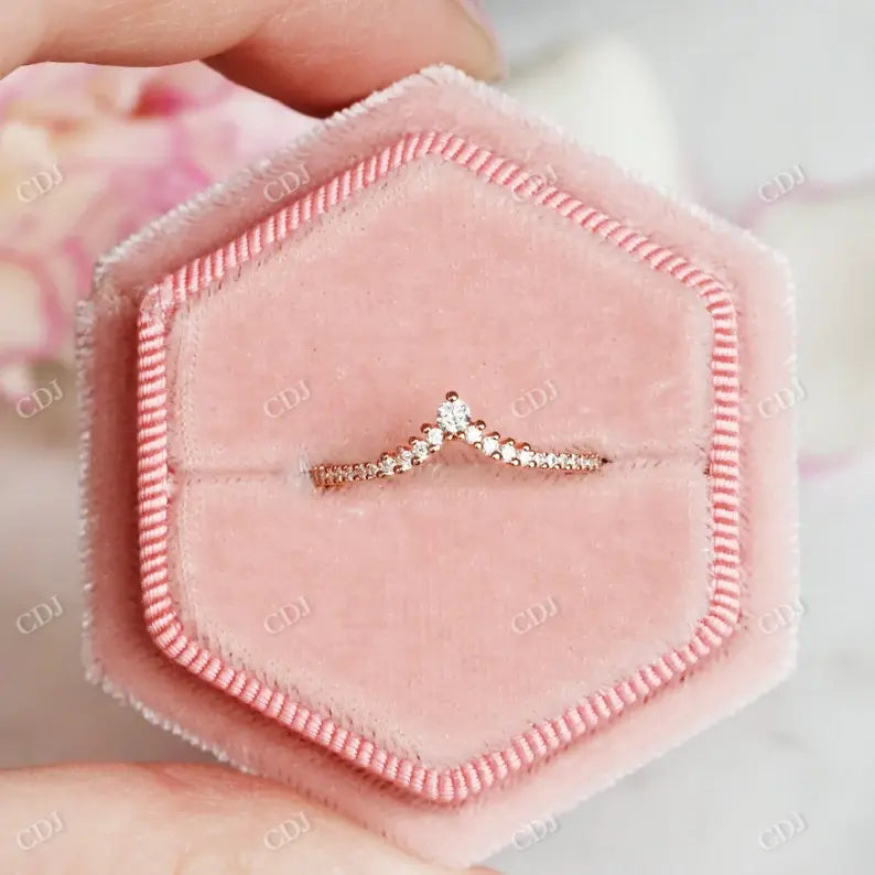 Tiny Diamond 14K Solid Rose Gold Wedding Band customdiamjewel