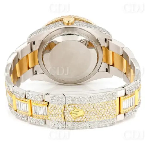 Two Tone Round Dial Rolex Moissanite Hip Hop Watch customdiamjewel