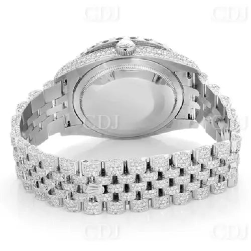 Full Iced Out Red Dial Round Diamond Watch(17.75CTW ) customdiamjewel