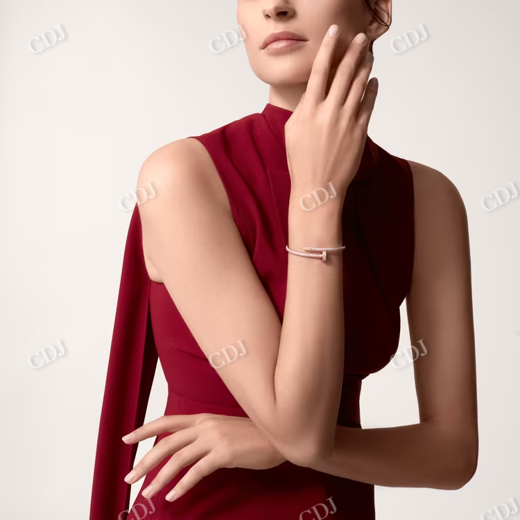 Open Cuff Nail Moissanite Unique Bracelet customdiamjewel