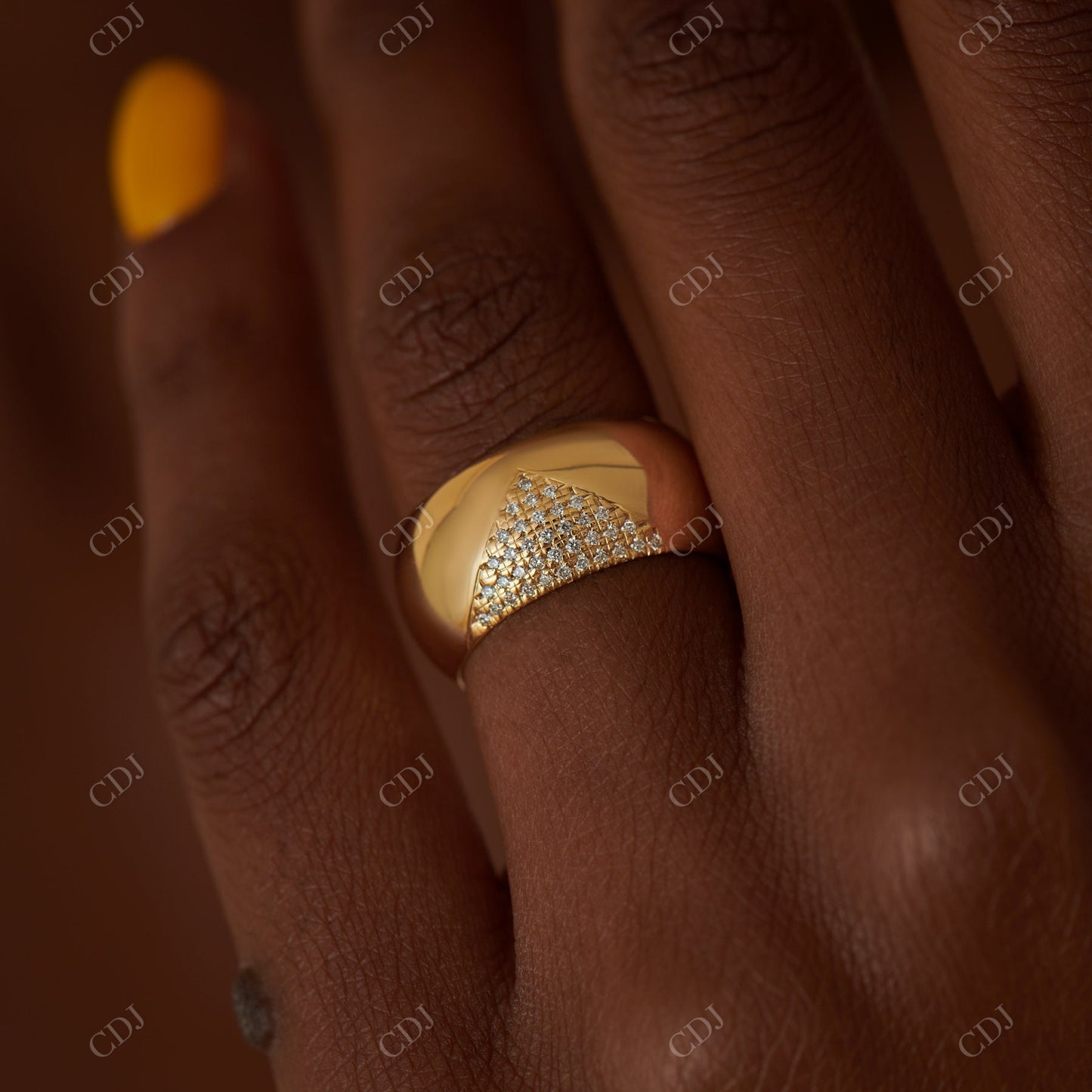 0.2ctw Lab Diamond Statement Gold Wedding Band customdiamjewel