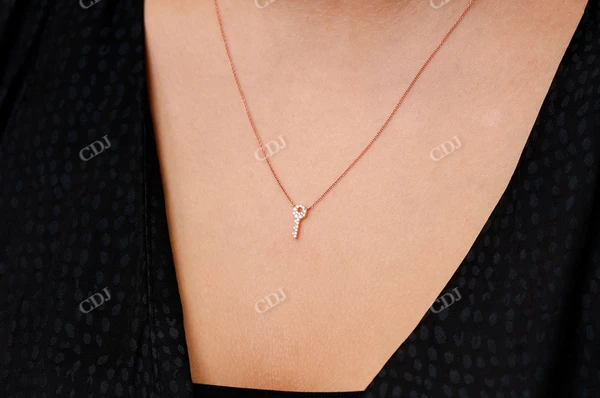 Silver Diamond Iced Out Key Necklace customdiamjewel