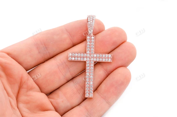 2.75CTW Iced Out Straight Accent Cross Pendant customdiamjewel