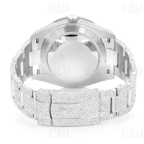 Customized 41MM Full White Rolex Moissanite Watch (23.54CTW) customdiamjewel