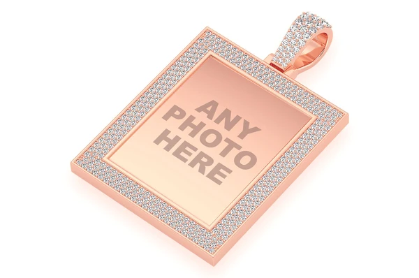 3.30CTW Diamond Rectangle Picture Frame Pendant customdiamjewel