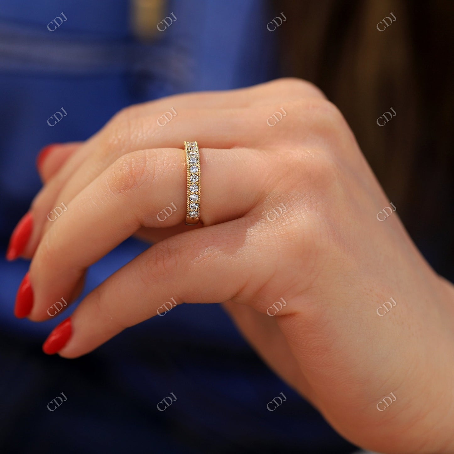 0.50CTW Milgrain Lab Grown Diamond Wedding Band customdiamjewel