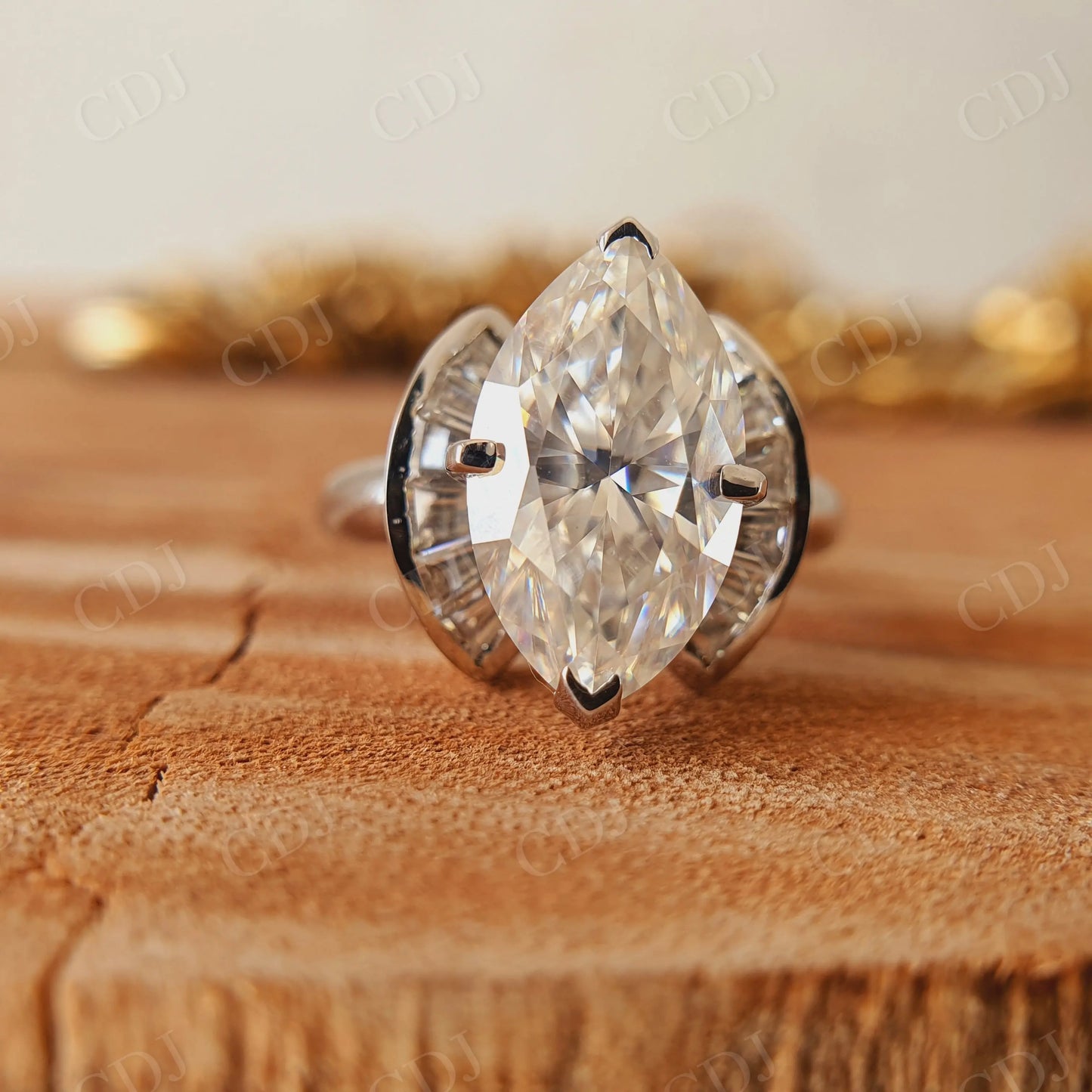 Antique 3.55CT Marquise cut Moissanite Engagement Ring customdiamjewel