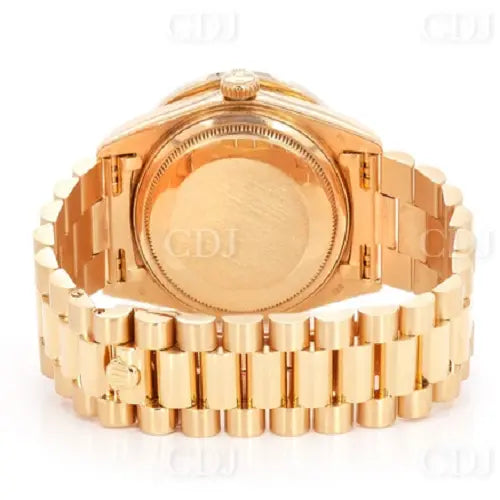 36MM Full Yellow Stainless Steel Moissanite Quartz Wrist Watch(2.73CTW) customdiamjewel