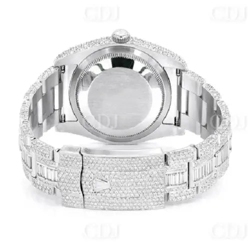 Fully Iced Out Stainless Steel Analog 16.00CTW Moissanite Rolex Wrist Watch customdiamjewel