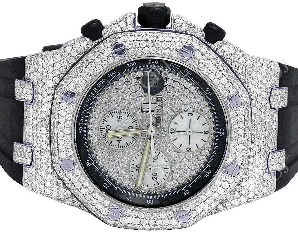 41mm Moissanite Rubber Belt Ap Luxury Watch customdiamjewel