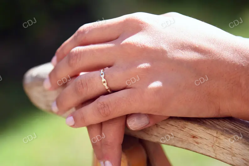 14k Gold Chain Link Pave Diamond Wedding Band customdiamjewel