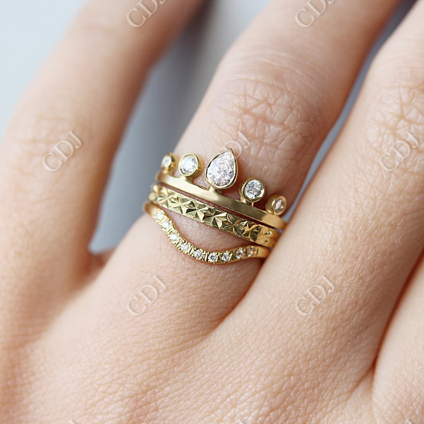 0.05CTW Curved With Pave Real Diamond Wedding Band customdiamjewel