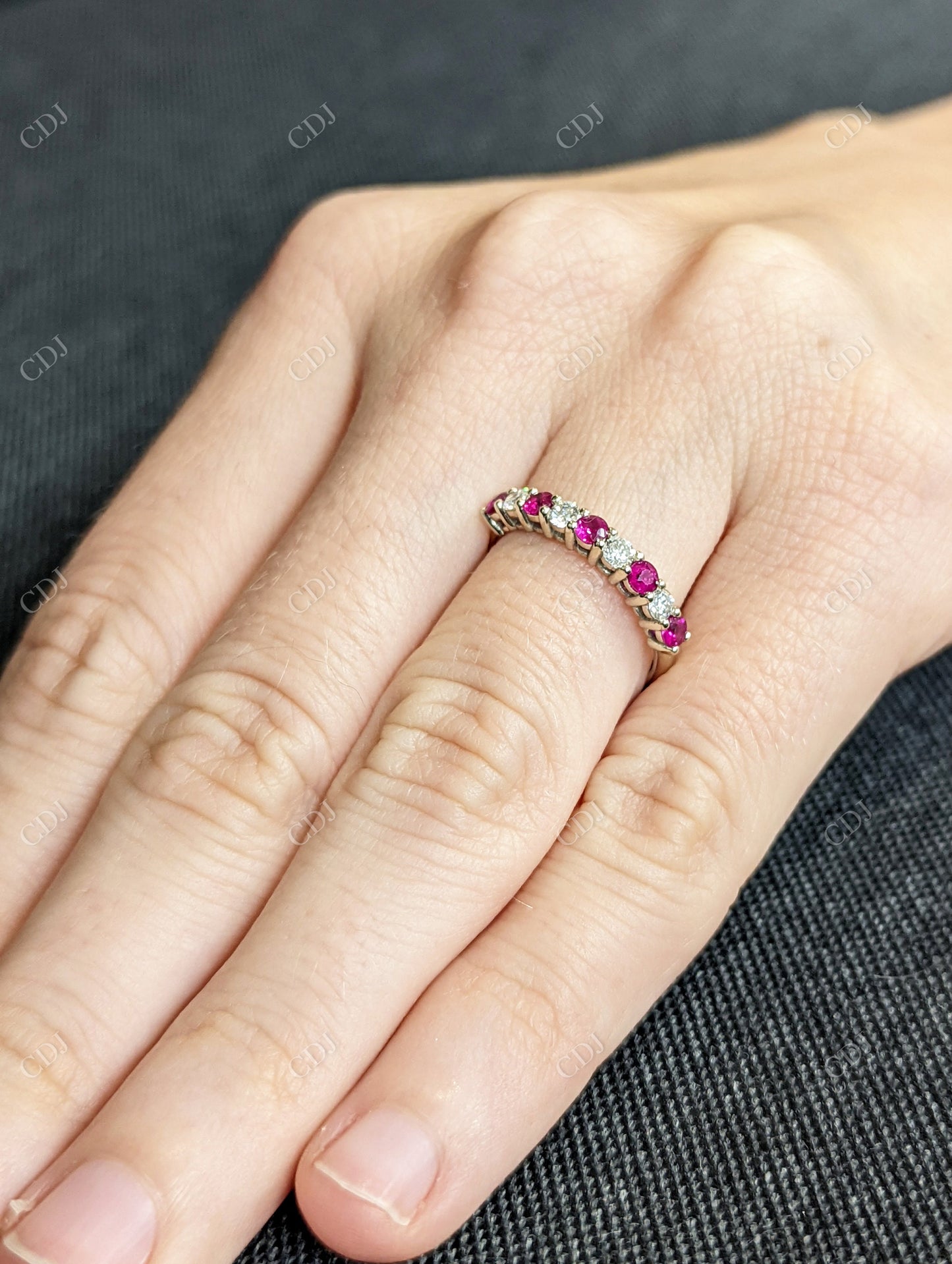 14k Gold Ruby And Diamond Eternity Wedding Band customdiamjewel