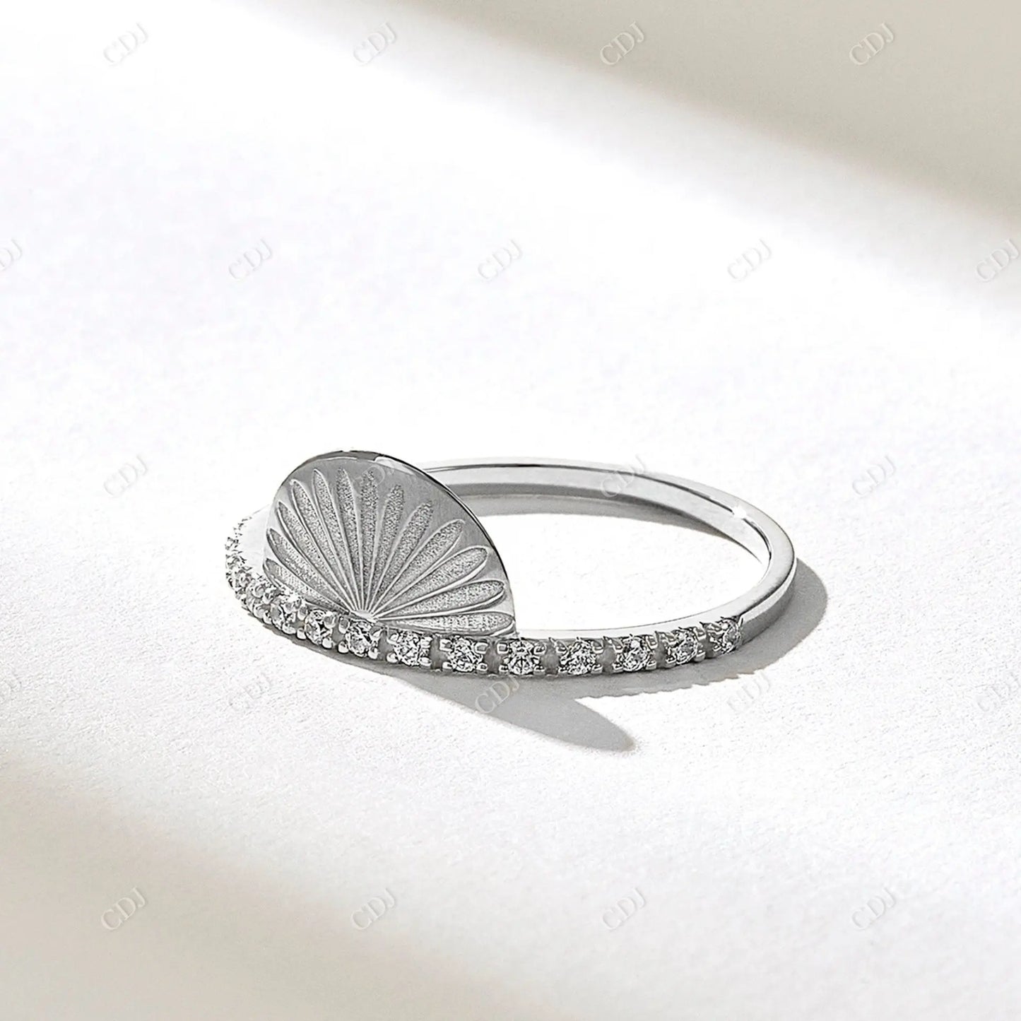 0.15CTW Round Cut Lab Grown Diamond Sunrise Half Eternity Ring customdiamjewel 10KT White Gold VVS-EF