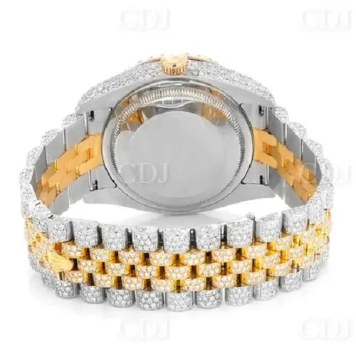 Hip Hop Iced Out Two Tone Rolex Lab Diamond Watch customdiamjewel