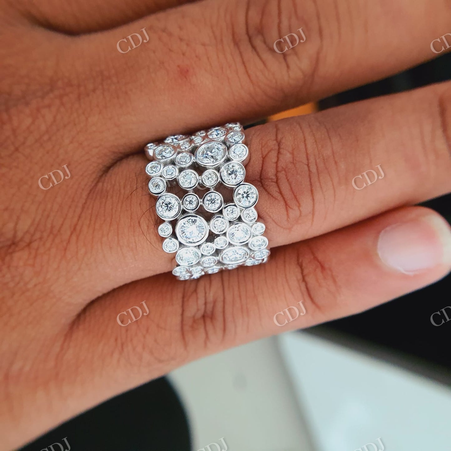 Bubble Style Moissanite Thick Wedding Ring For Woman customdiamjewel