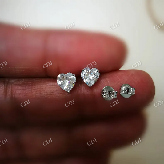 0.2CT Moissanite Heart Shape Solitaire Diamond Stud Earrings  customdiamjewel Sterling Silver White Gold VVS-EF