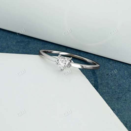 0.25CTW Genuine Natural Diamond Heart Shaped Solitaire Ring  customdiamjewel 10KT White Gold VVS-EF