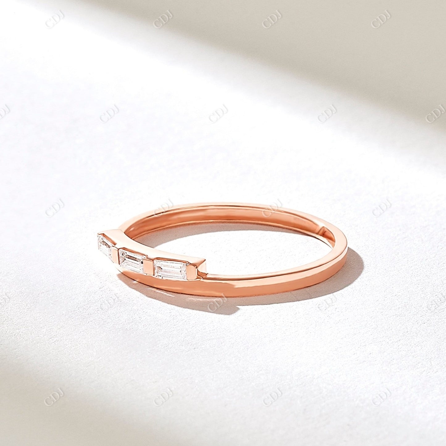 0.15CTW East West Baguette Diamond Wedding Ring customdiamjewel 10KT Rose Gold VVS-EF