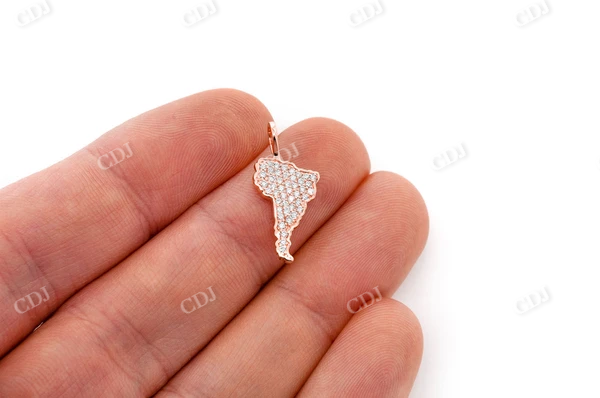 0.25CTW South America Continent Round Diamond Pendant customdiamjewel