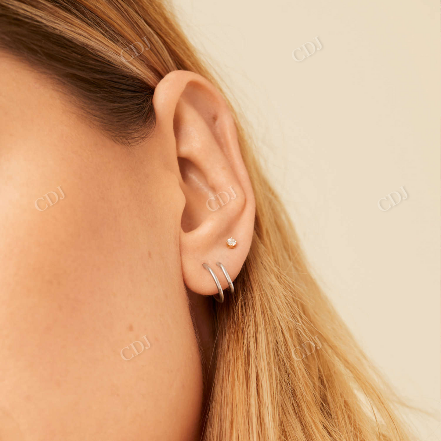 Curly Twin 14K Solid Gold Hoops Earrings customdiamjewel