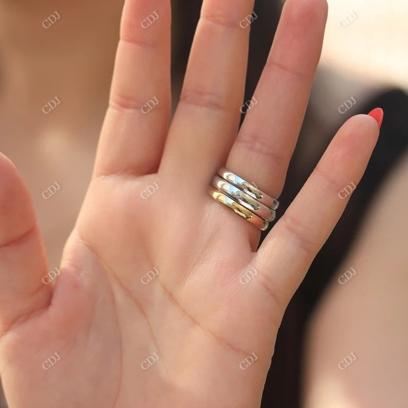 1.0CTW CVD Diamond Stackable Bands Double Plain Gold Wedding Bands customdiamjewel