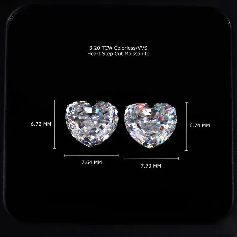 3.20CTW Heart Step Cut Loose Moissanite customdiamjewel