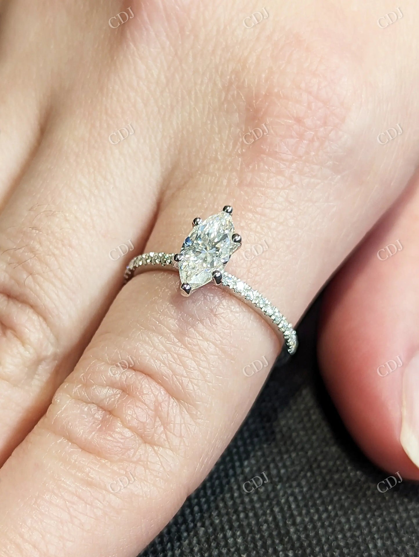 1.15CTW Marquise Cut Moissanite Engagement Ring customdiamjewel