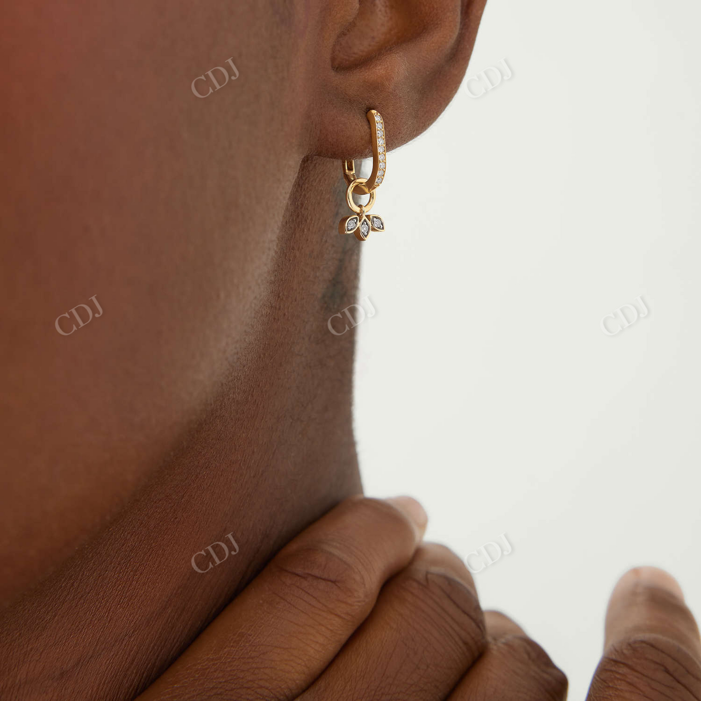 Single Triple Marquise Shape Natural Diamond Hoop Earring customdiamjewel