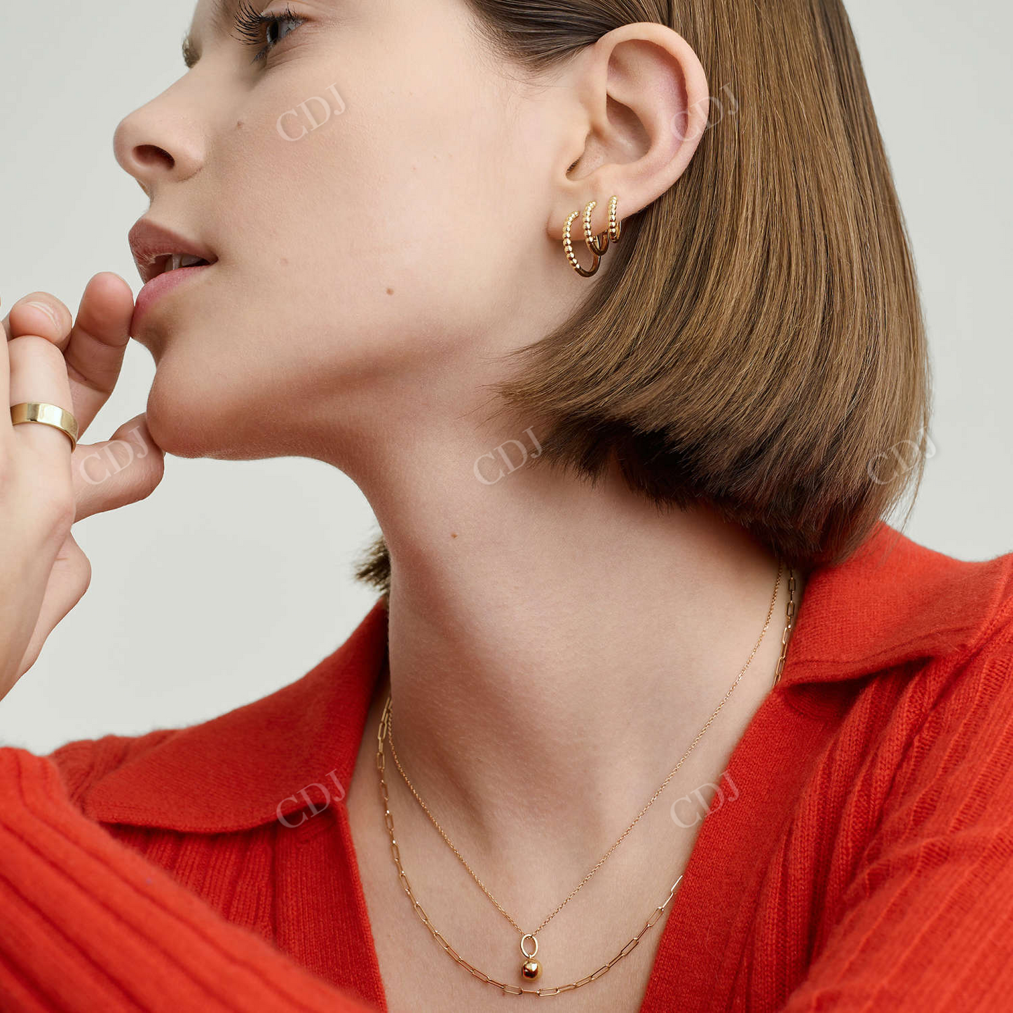 14K Yellow Gold Beaded Small Hoop Earrings customdiamjewel