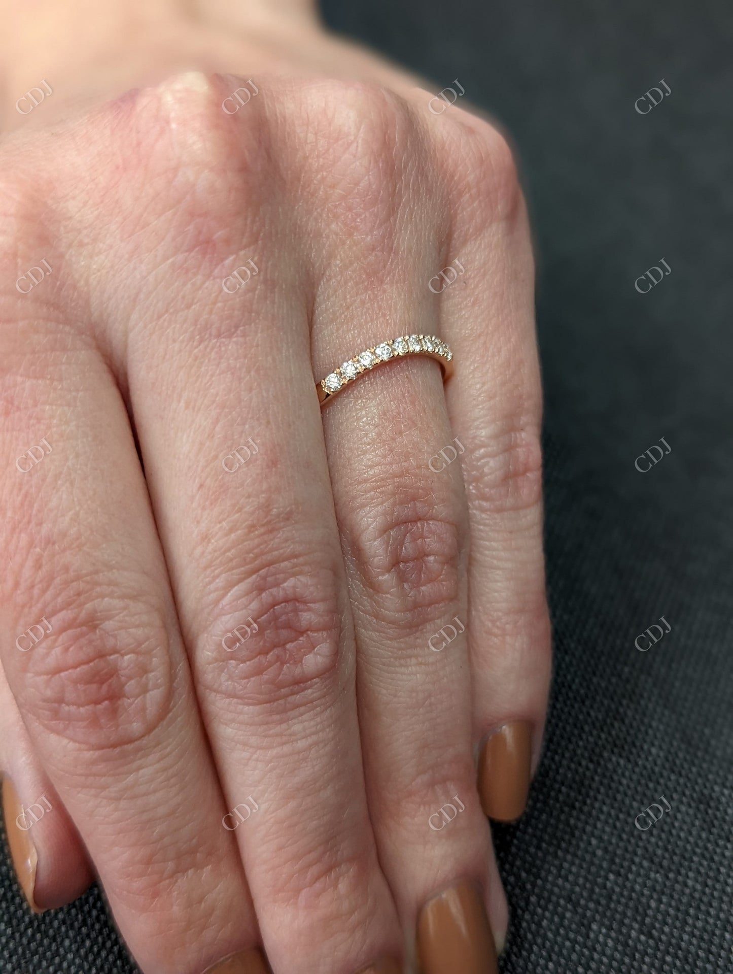 0.08CTW Curved Diamond Half Eternity Wedding Band customdiamjewel