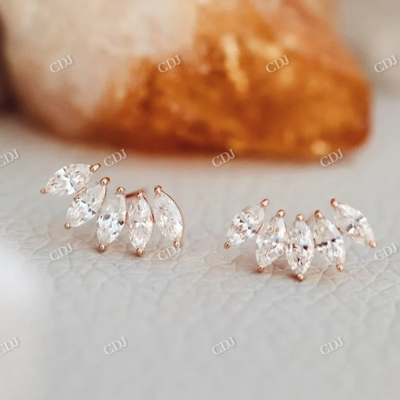 Marquise Moissanite Diamond Designer Minimalist Stud Earrings customdiamjewel