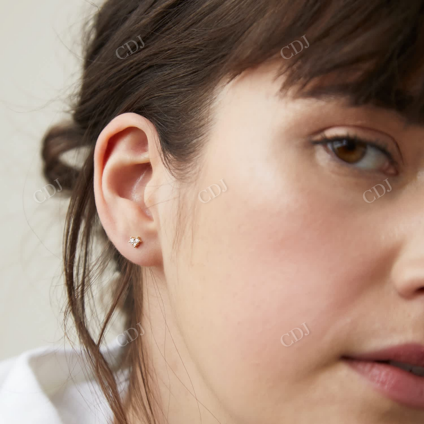 Natural Diamond 10K Solid Gold Mini Cluster Stud Earrings customdiamjewel