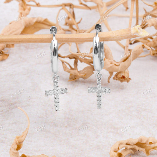 Moissanite Dangling Cross Diamond Earrings  customdiamjewel Sterling Silver White Gold VVS-EF