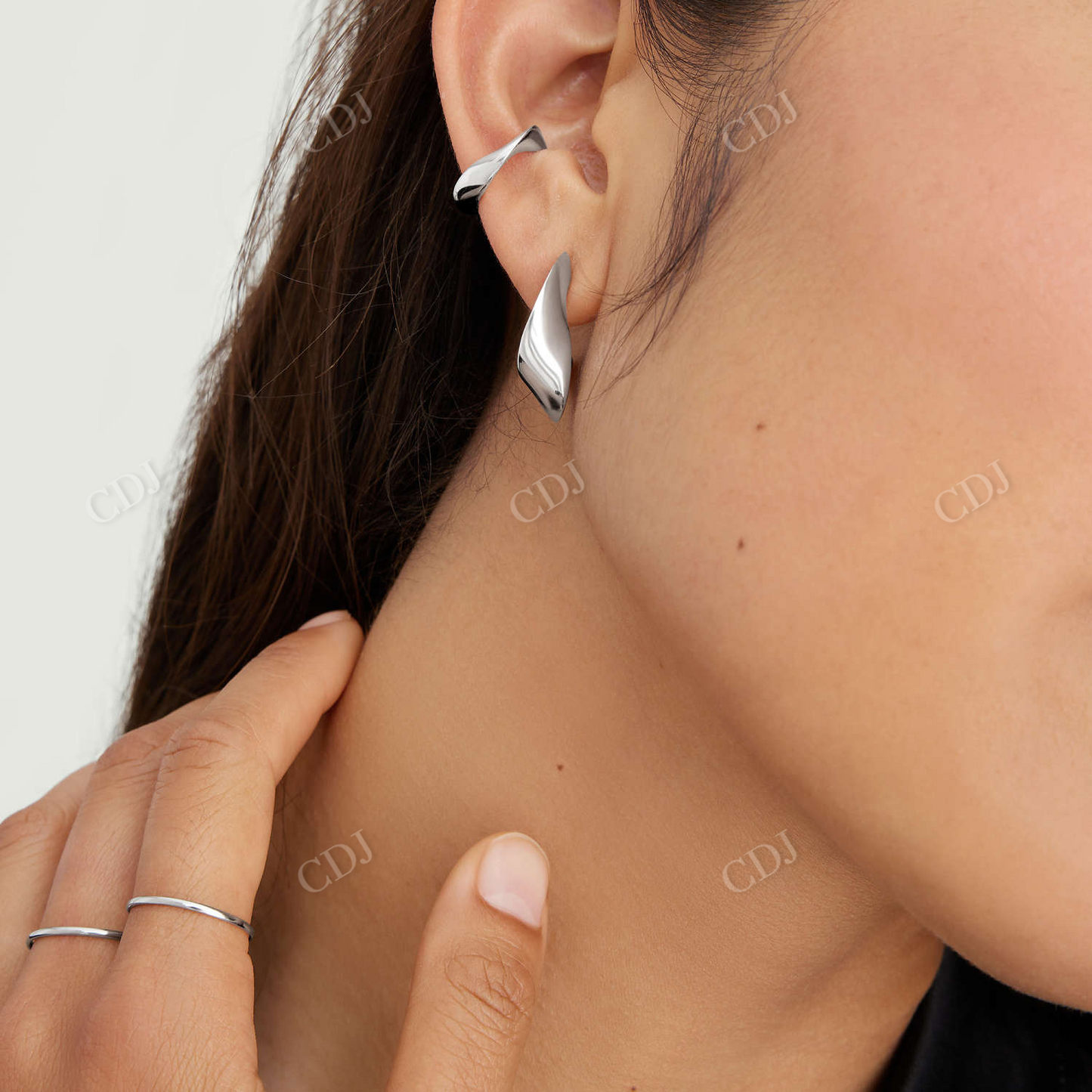 Antique Wave Hoop 14K Solid Gold Classy Stud Earrings customdiamjewel