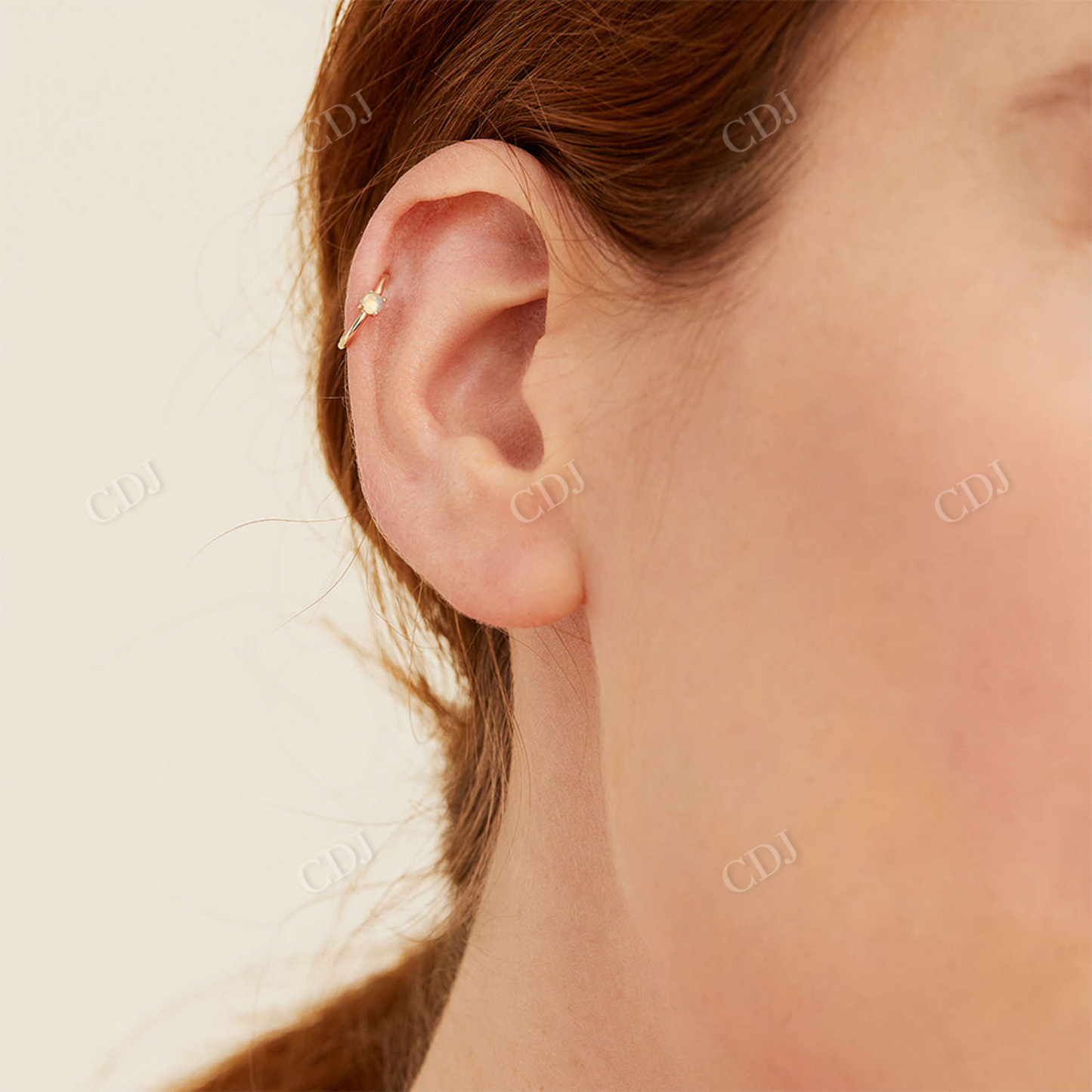 Natural Diamond Opal Mini 14K Gold Hoop Earrings customdiamjewel