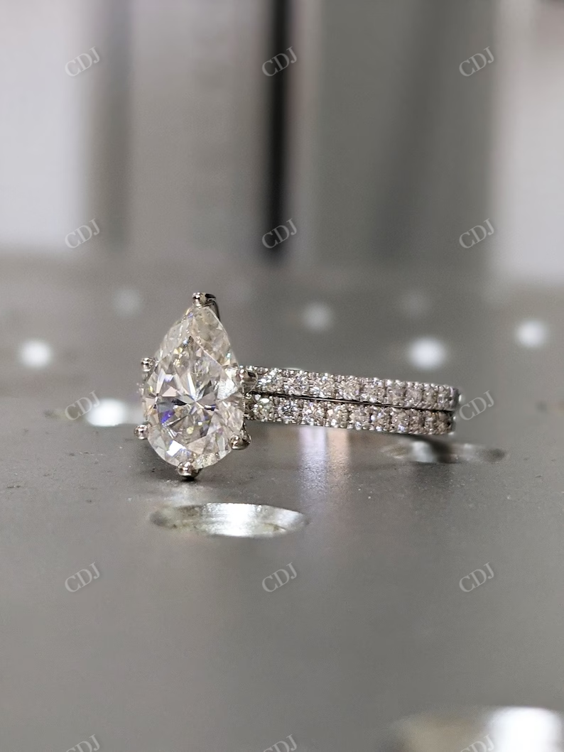 14K Solid Gold Stacking Engagement Ring Set customdiamjewel