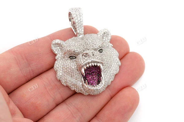 7.00CTW Bear Head Pendant customdiamjewel