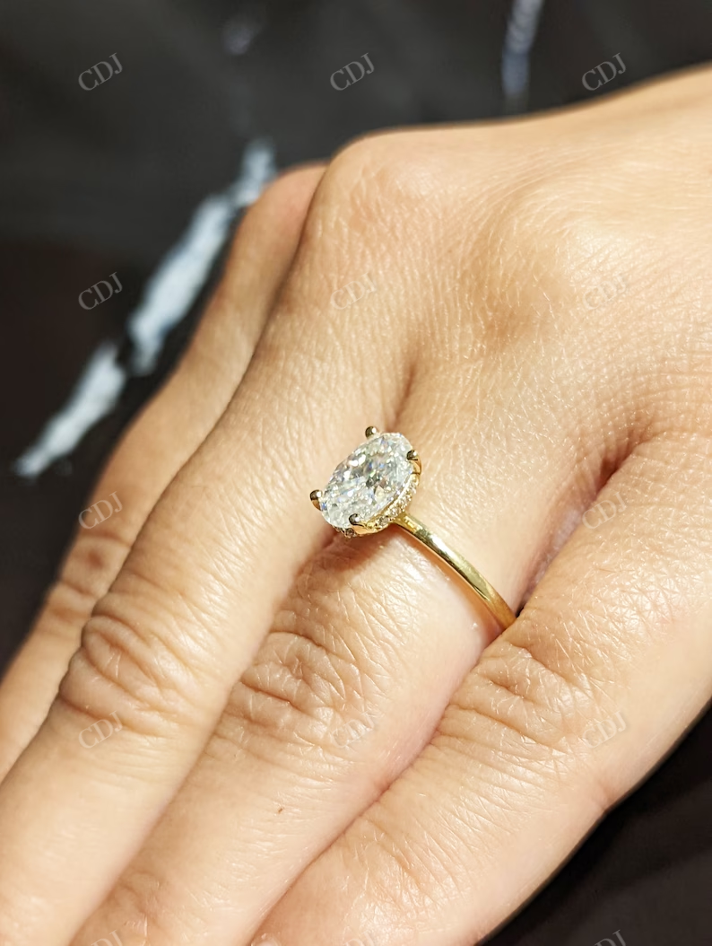 Crushed ice Oval Moissanite Engagement Ring customdiamjewel
