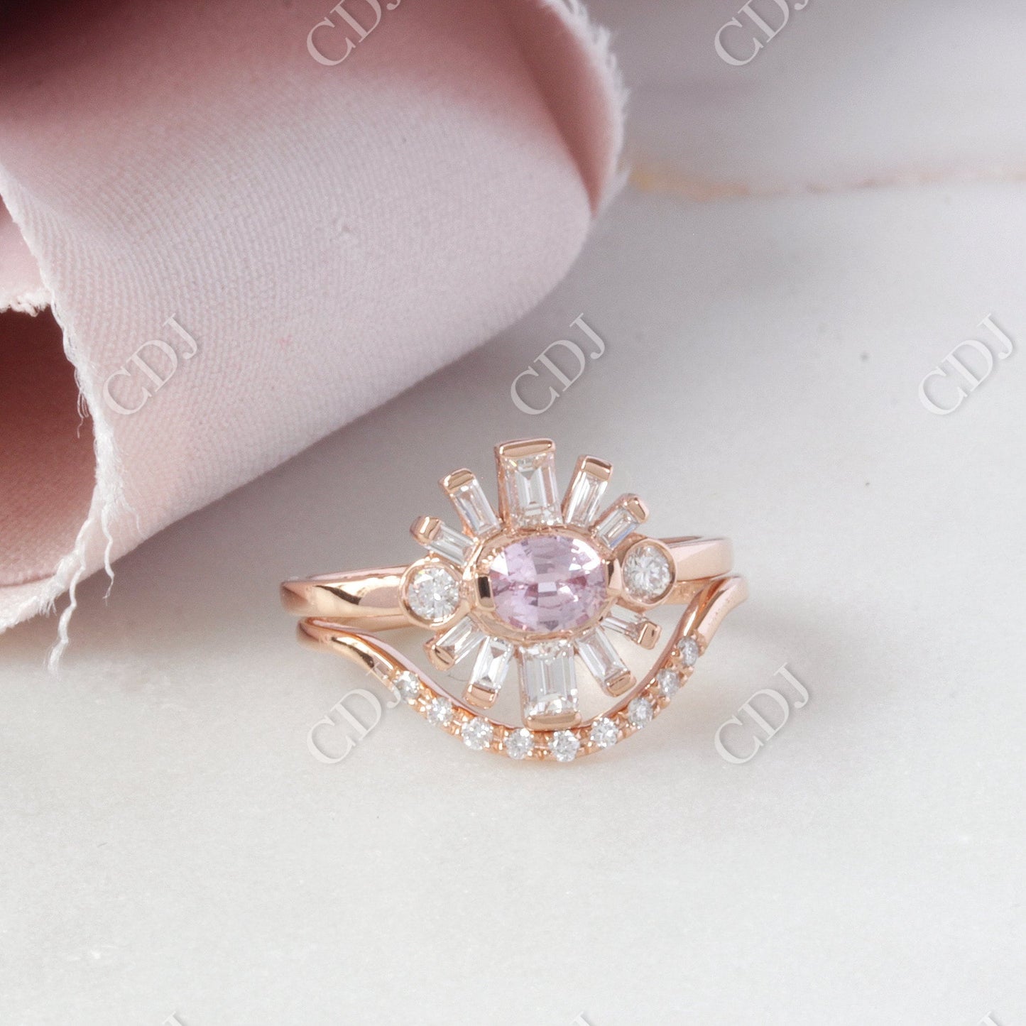 Curved 14K Yellow Gold Lab Grown Diamond Wedding Band customdiamjewel