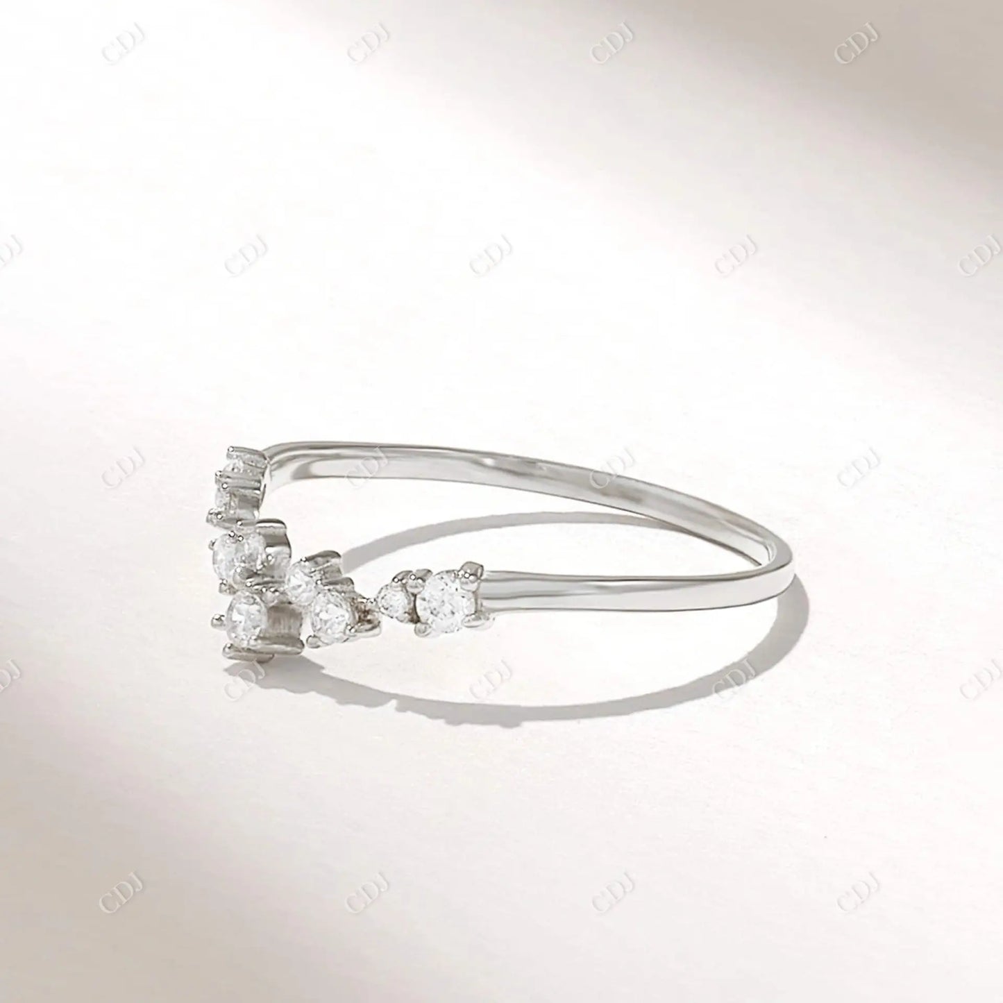 Curved Cluster 0.14CTW Round Cut Lab Grown Diamond Promise Band customdiamjewel 10KT White Gold VVS-EF