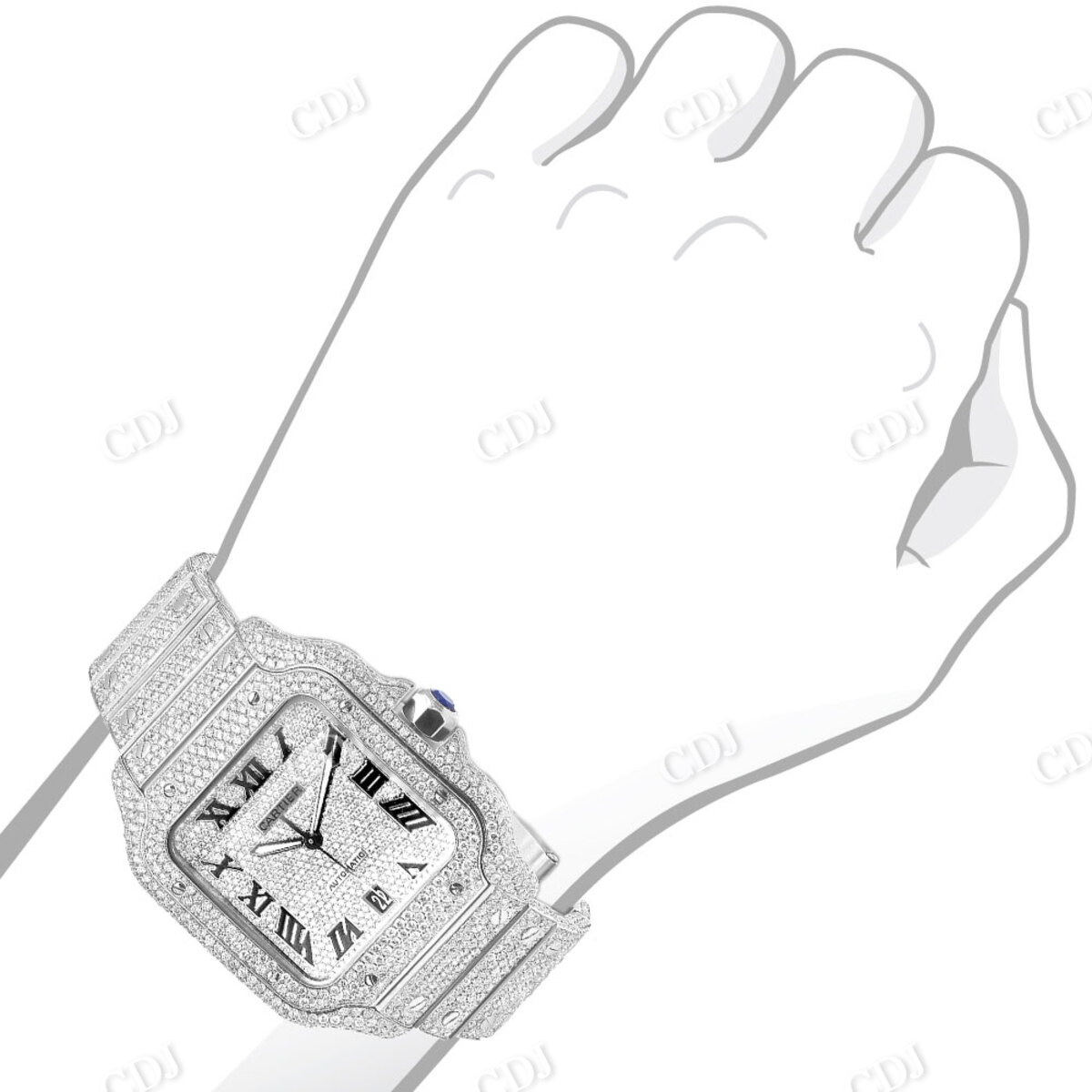 Hip Hop Custom Moissanite IcedOut Men's Wrist Watch customdiamjewel