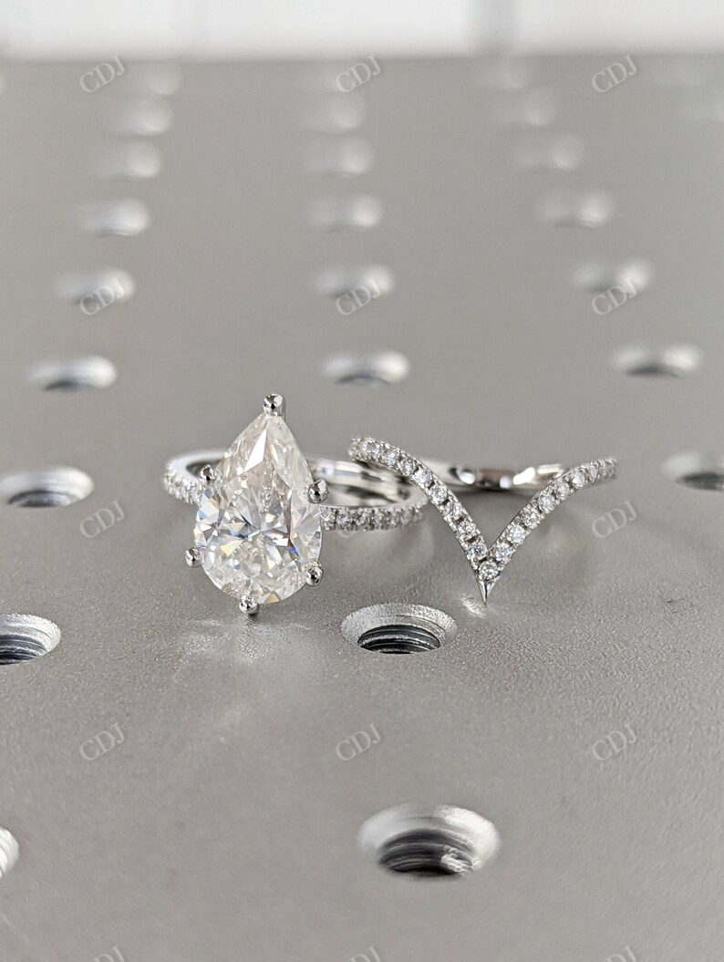 Vintage Pear Cut Moissanite Wedding Bridal Set customdiamjewel