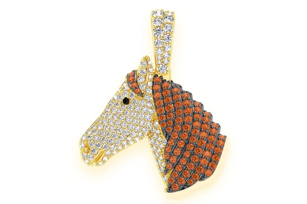 0.75CTW Cluster Diamond Horse Head Pendant customdiamjewel