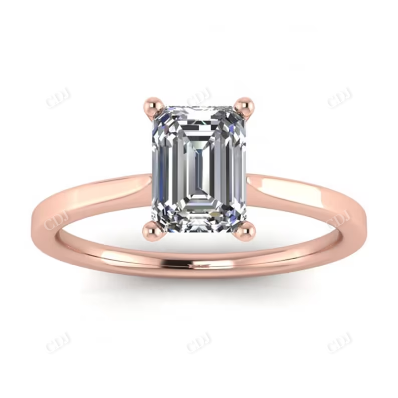 Emerald Cut Solitaire Engagement Ring customdiamjewel 10 KT Rose Gold VVS-EF