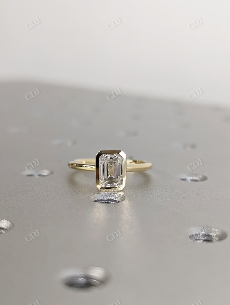 Single Stone Bezel Set Solid Gold Ring customdiamjewel