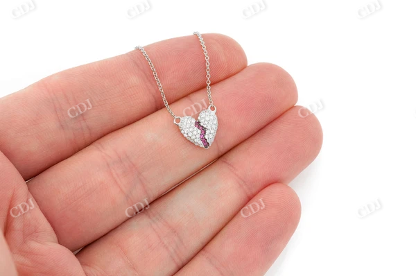 Broken Heart Round Diamond Pendant customdiamjewel