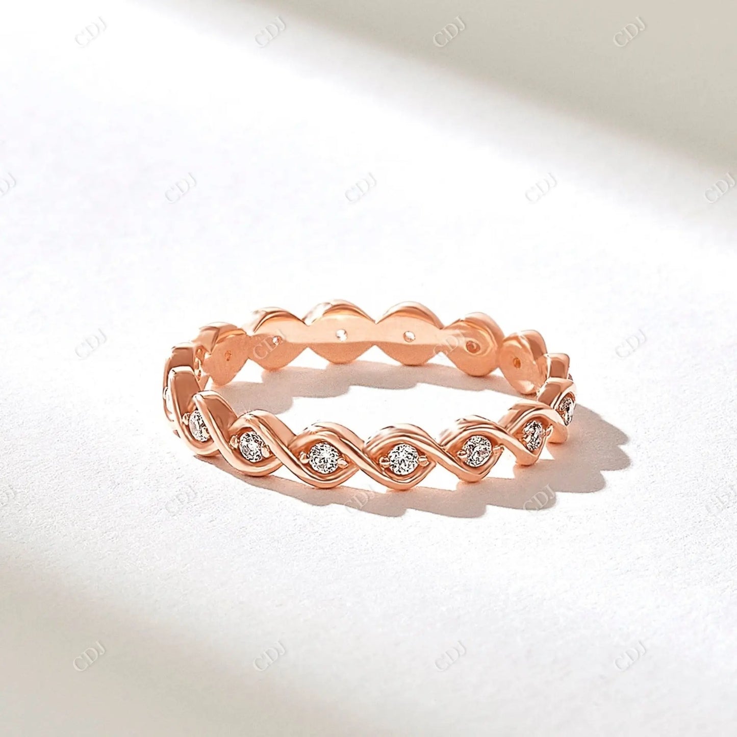 Round Cut Lab Grown Diamond Twisted Infinity Band customdiamjewel 10KT Rose Gold VVS-EF